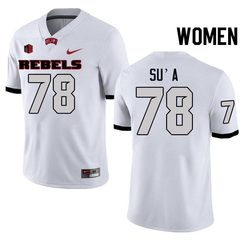 Women #78 Mathyus Su'a UNLV Rebels College Football Jerseys Stitched-White